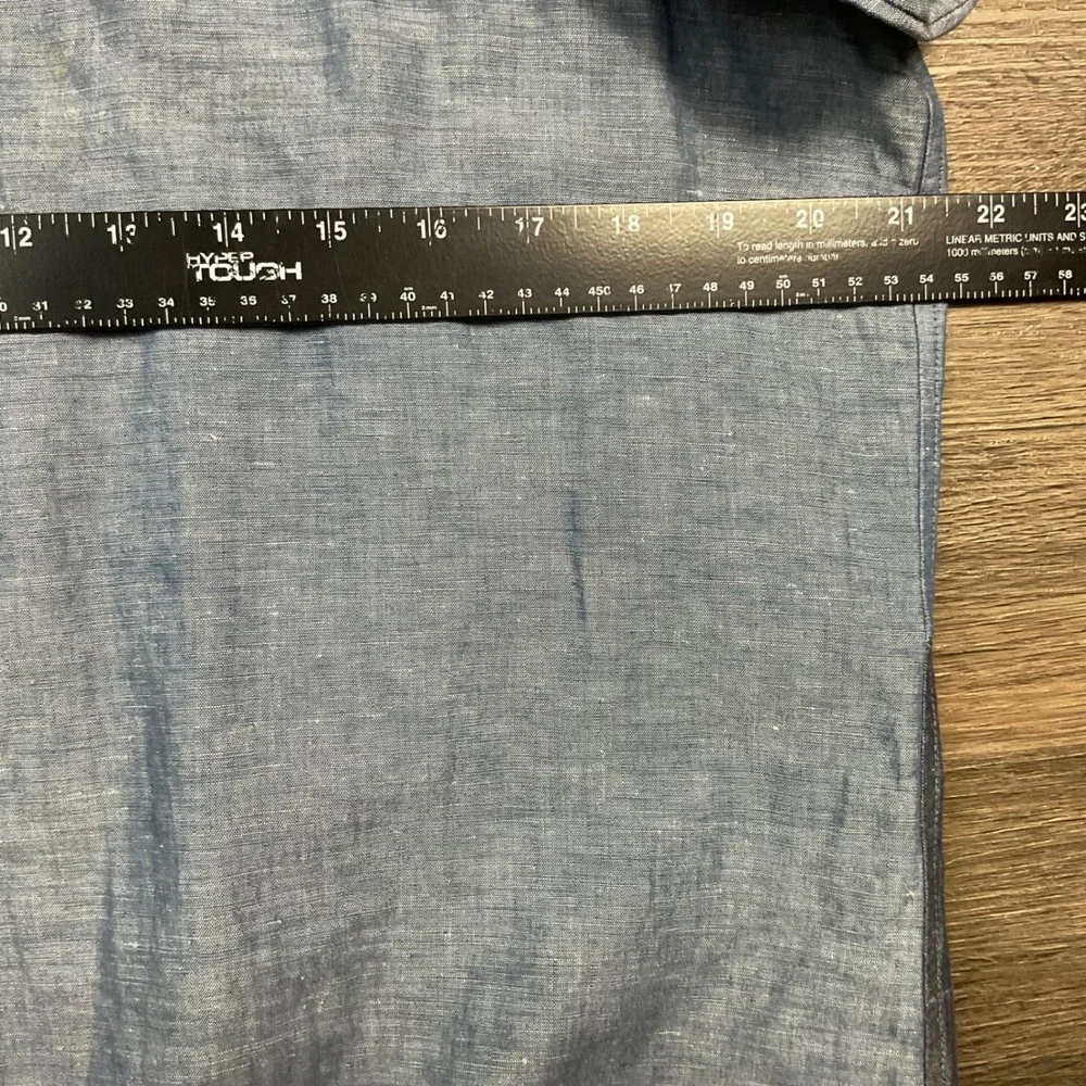 Vintage AX Armani Exchange Linen Colorblock Shirt Mens Large Blue Gray Retro Y2K